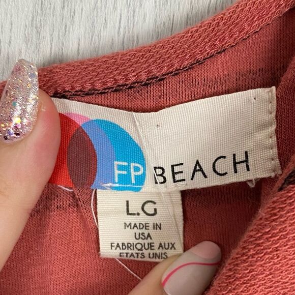 Free People Beach | One Shoulder Pink Striped Beach Dress Size Large - Picture 7 of 9